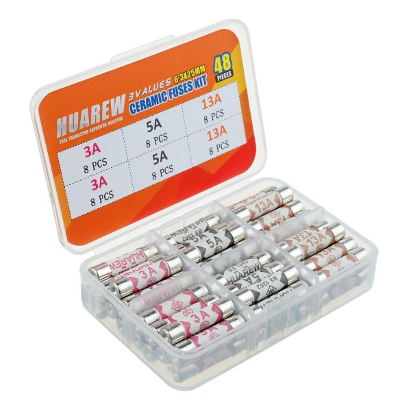 HUAREW 3 Values 48 Pcs 6.3x25 mm BS1362 3A 5A 13A 240 V 0.248x0.984 Inch Ceramic Tube Fuses Assortment Kit - Image 4