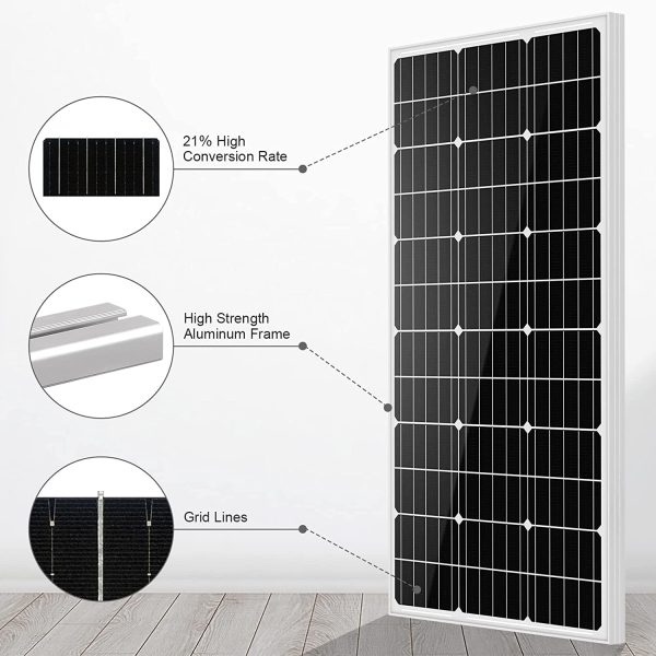 ECO-WORTHY 100 Watts Monocrystalline Solar Panel 12 Volts Applicable to Motorhome Caravan Camper Shed Boat Yacht Off Grid Solar System Backup Power - Image 4