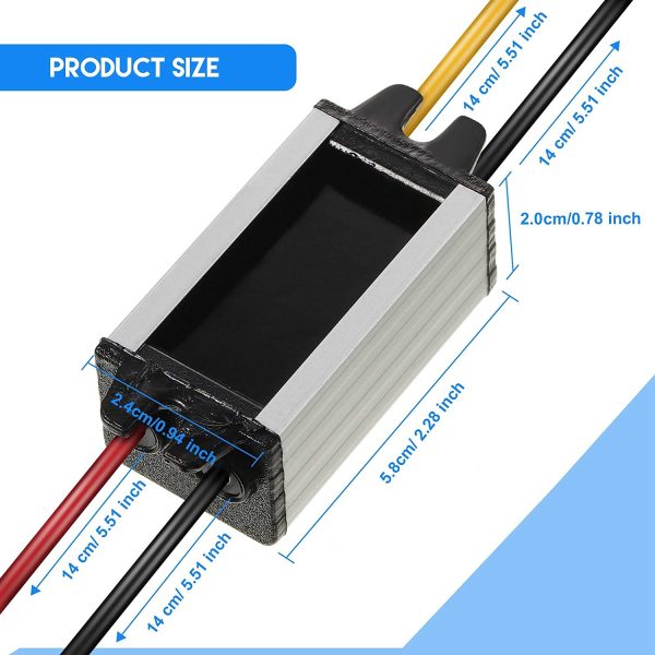 Car Power Converter Waterproof 12V to DC 5V Buck Voltage Regulators 3A 15W Voltage Converter Module for Car Truck Boat Solar System, Accept DC 8V - 22V Inputs