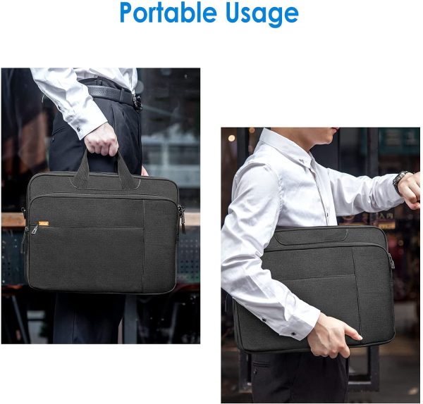 Laptop Shoulder Bag Compatible with 15.6-Inch Tablet and Computer, Waterproof Carrying Case with Portable Handle, Black