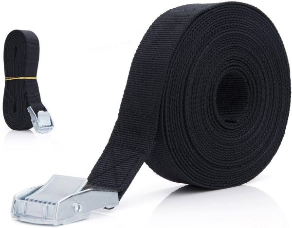 Heavy Duty Tensioning Belts,  Lashing Strap Trailer Tie Down Straps 2.5 cm x 5 m Black (2Pack) - Image 6