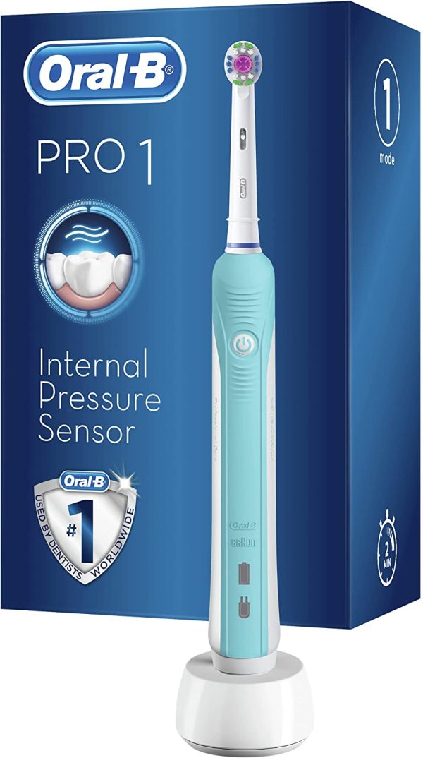 Oral-B 1 Pro Electric Toothbrush with Pressure Sensor, 1 Handle, 1 Toothbrush Head, 1 Mode with 3D Cleaning, 2 Pin UK Plug, 600, Blue - Image 4