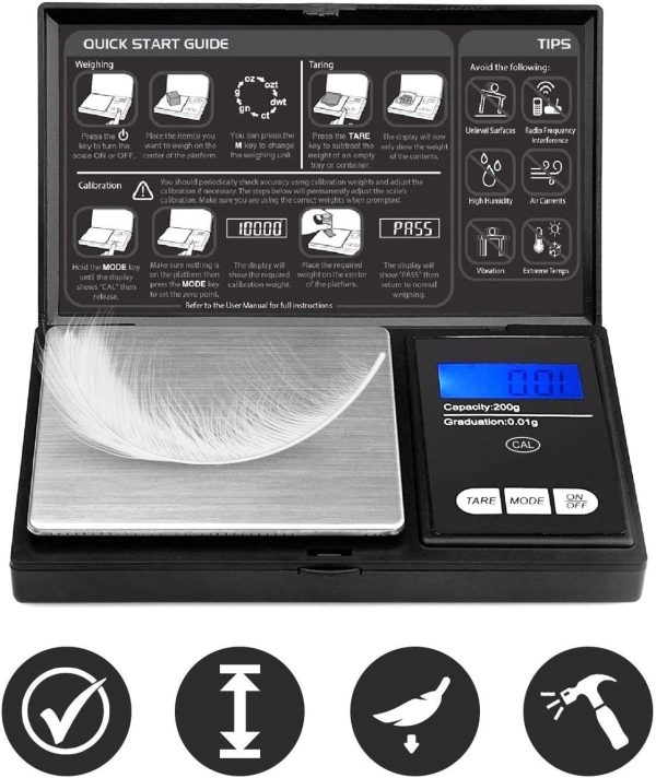 Digital Pocket Scale - 200g x 0.01g - Black (Batteries Included) - Image 4