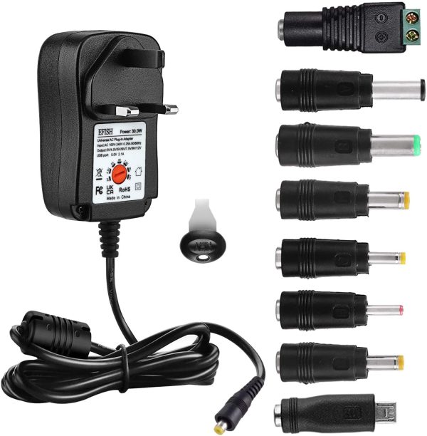 EFISH International Power Adapters Multifunctional Portable Power Transformers (Included USB),AC Supply Adapter 100-240V to DC 3V/4.5V/5V/6V/7.5V/9V/12V-MAX 2A (2000mA)+8 Different Plugs - Image 6