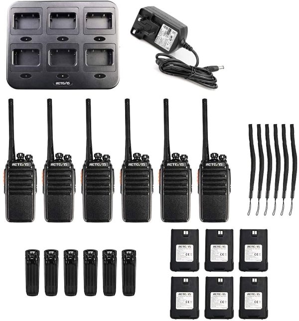 Retevis RT24 Walkie Talkie, Two Way Radio Rechargeable with 6 Way Charger, PMR446 License-free,16 Channels, CTCSS/DCS, VOX, 2 Way Radio for School, Security, Business(6 Pack, Black) - Image 8