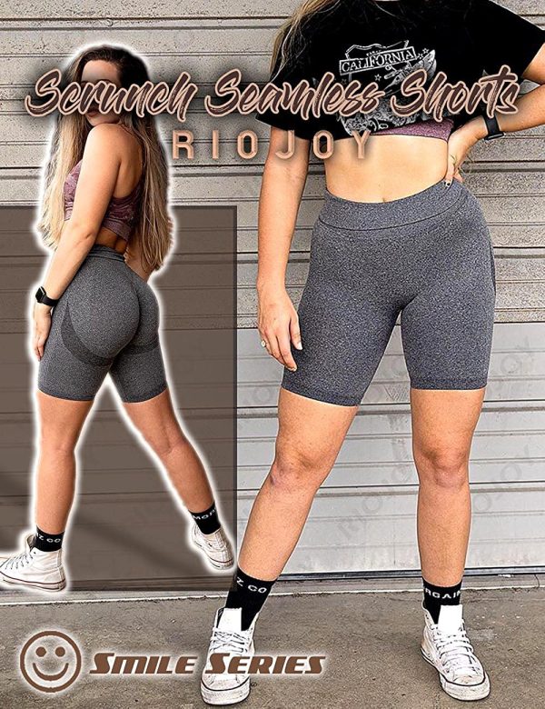 RIOJOY Scrunch Seamless Cycling Shorts for Women High Waisted Ruched Butt Lifting Sports Running Gym Shorts - Image 6