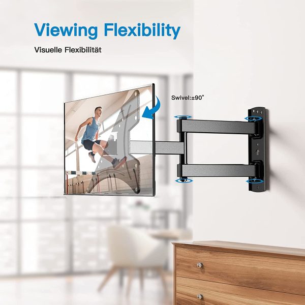 PERLESMITH TV Wall Bracket for Most 13-42 Inch TVs, 35kg Weight Capacity, Max VESA 200x200mm, Solid and Sturdy TV Mount with Swivel, Tilt, Level Tool, and Cable Ties, PSSFK1-E - Image 2