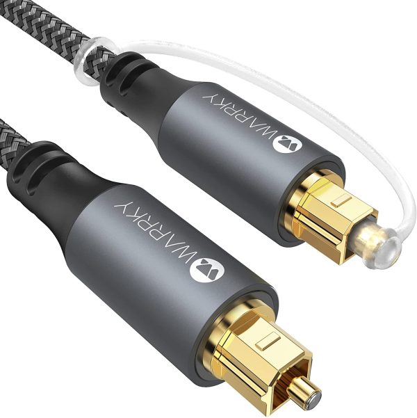 Optical Cable,  Optical Audio Cable for Soundbar to TV 1.8m / 6ft, [24K Gold-Plated Plug, Metal Case, Braided] Optical Digital Audio Toslink Lead Compatible with PS4, XBox, Home Theatre, More