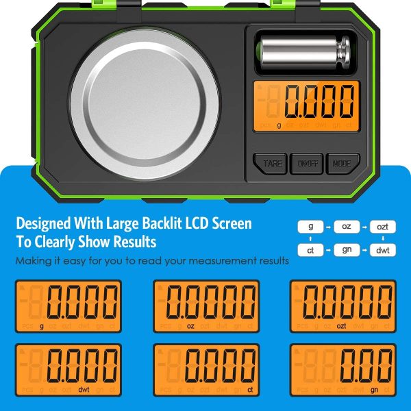 Digital Pocket Scale, 20g/0.001g Milligram Scale, Portable Jewelry Scale with 20g Calibration Weights and Tweezers, High Precision Scale with Tare and PCS Features for Chiristmas Green - Image 3