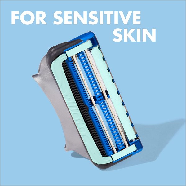 Gillette SkinGuard Sensitive Razor Blades Men, Pack of 8 Razor Blade Refills with Precision Trimmer, Fits Fusion Handles