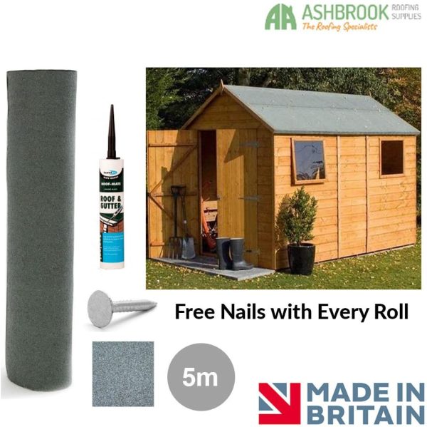 Green Mineral Standard Grade Shed Roofing Felt with Nails & Adhesive 5m - Image 4