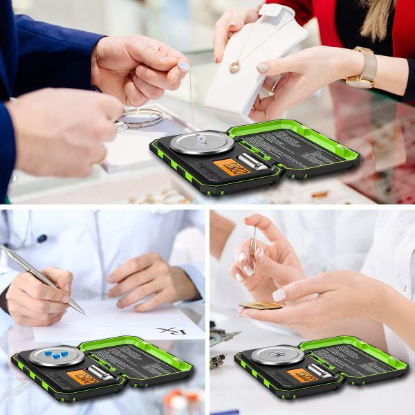 Digital Pocket Scale, 20g/0.001g Milligram Scale, Portable Jewelry Scale with 20g Calibration Weights and Tweezers, High Precision Scale with Tare and PCS Features for Chiristmas Green - Image 2