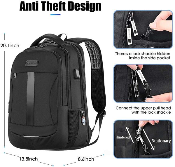 Laptop Backpack, Anti-Theft Business Travel Work Computer Rucksack with USB Charging Port, Large Lightweight College High School Bag for Boy Men Women - Image 5