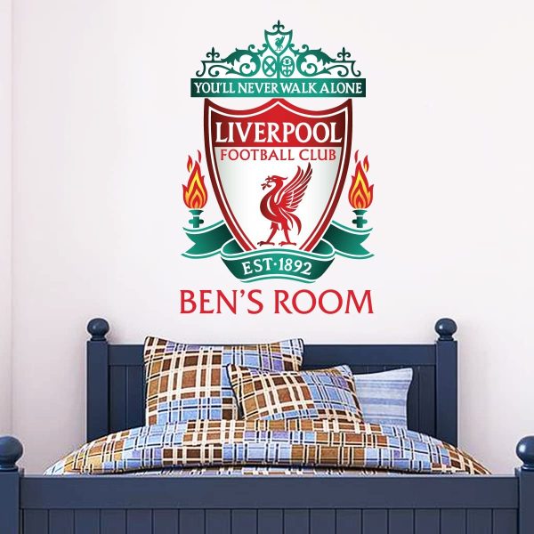 Official Liverpool Football Club Official Personalised Name & Crest Wall Sticker + LFC Decal Set Vinyl Poster Print (60cm)