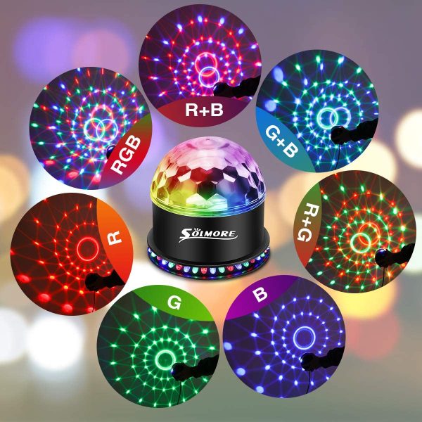 Disco Lights SOLMORE 51 LEDs Party Stage Lights 12W RGB Disco Ball Light Sound Activated Automatic Lighting Strobe lights Unique Sequential Flashing Effect for Kids Festival Birthday Party Bar UK Plug - Image 4