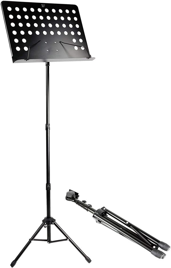 RockJam G905 Height & Angle Adjustable Orchestral Conductor Sheet Music Stand, Matt Black - Image 3