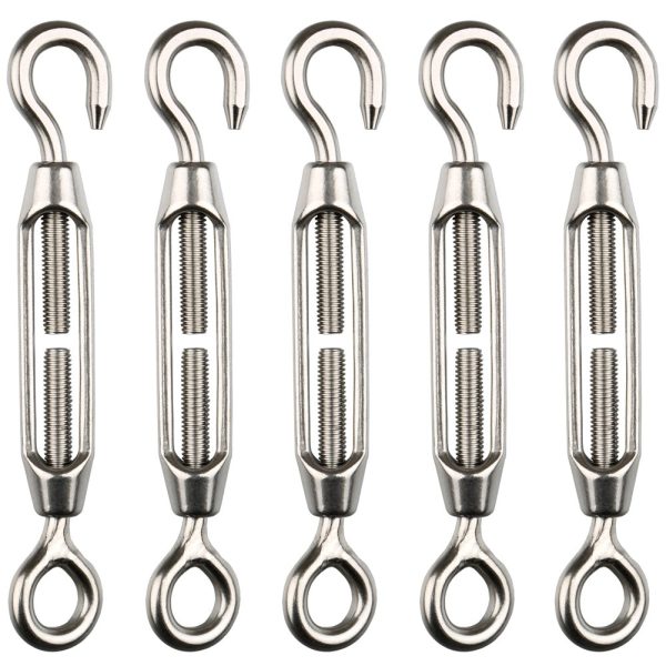 H&S 5x Turnbuckle Wire Tensioner Strainer M4 Stainless Steel Hook and Eye Rope Cable Tension Set Heavy Duty - Image 5