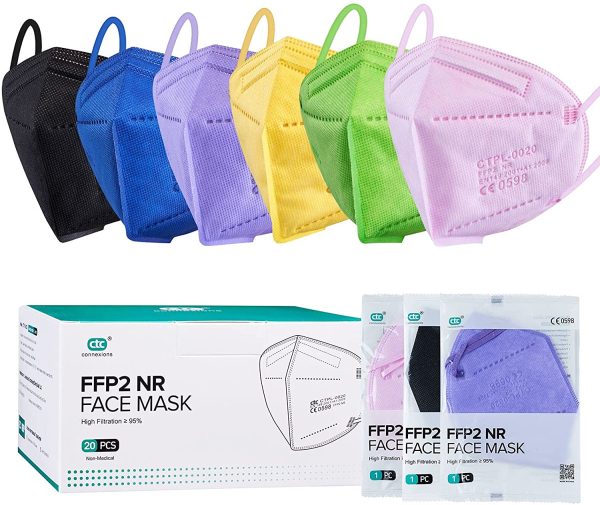 FFP2 Face Masks Black , 20Pcs Kn95/FFp2 5-Layer Disposable Face Masks?? CE 0598 certified EN149 Standard Protective Face Mask, High Filtration Capacity,Individually packaged - Image 7