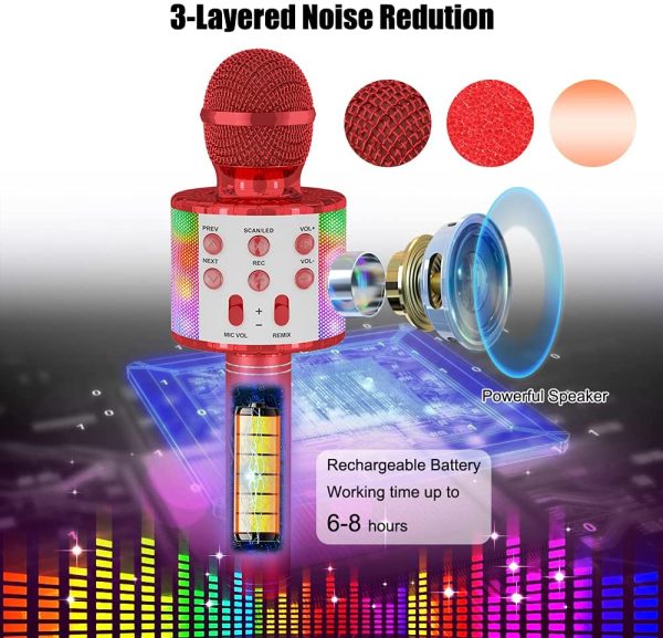 Karaoke Wireless Microphone, Ankuka 4 in 1 Handheld Bluetooth Microphones Speaker Karaoke Machine with Dancing LED Lights, Home KTV Player Compatible with Android & iOS Devices for Party/Kids Singing - Image 7