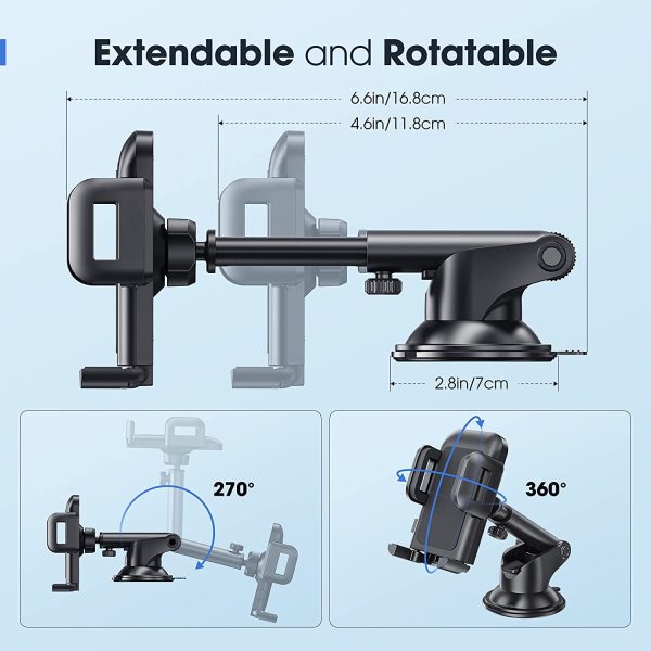 Car Phone Holder,Car Phone Mount,Car Holder,Dashboard Windscreen Car Phone Holder,Universal Car Cradle with One Button Release&Strong Sticky Gel Pad for iPhone12 11 XS XR X 8 7,Galaxys20 10 9,HTC,etc - Image 9