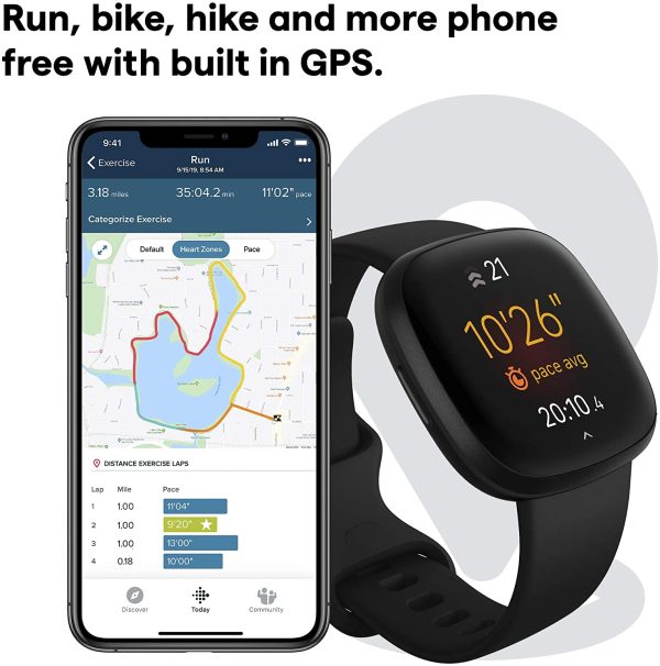 Fitbit Versa 3 Health & Fitness Smartwatch with GPS, 24/7 Heart Rate, Voice Assistant & up to 6+ Days Battery - Image 2