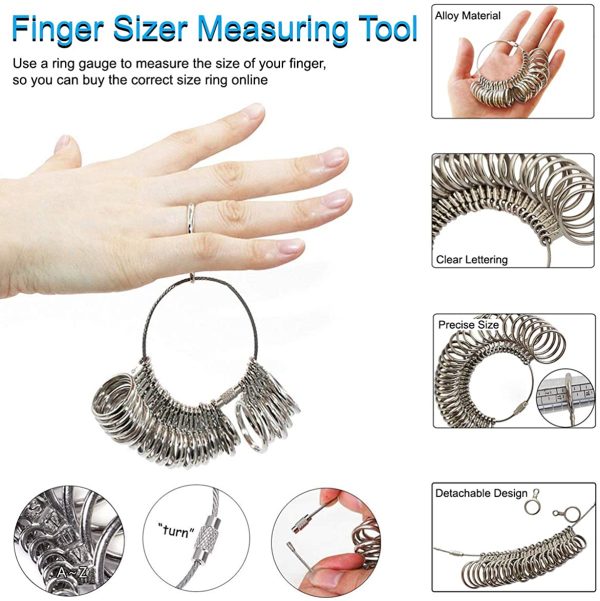 DoGeek Ring Sizer Measurement Scales Tools for Measuring Rings Diameters Finger Sizing Tools UK Sizes A-Z Metal Steel