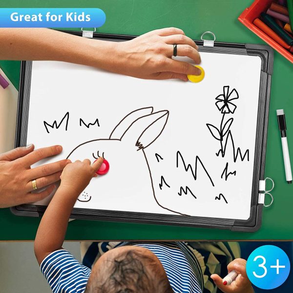 Small Dry Erase Whiteboard 40 X 30 cm Magnetic Hanging Double-Sided Whiteboard for Wall, Black - Image 4