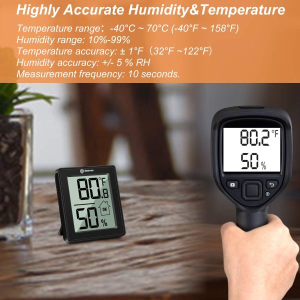 Geevon Digital Thermometer Indoor Hygrometer Humidity Indicator with Battery, Mini Temperature Monitor for Home Office - Image 5