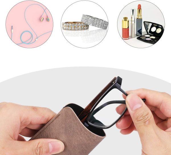 Leather Eyeglasses Case 3 Pack, PU Leather Soft Reading Glasses Pouch Spectacles Bag for Women Men Kids - Image 3