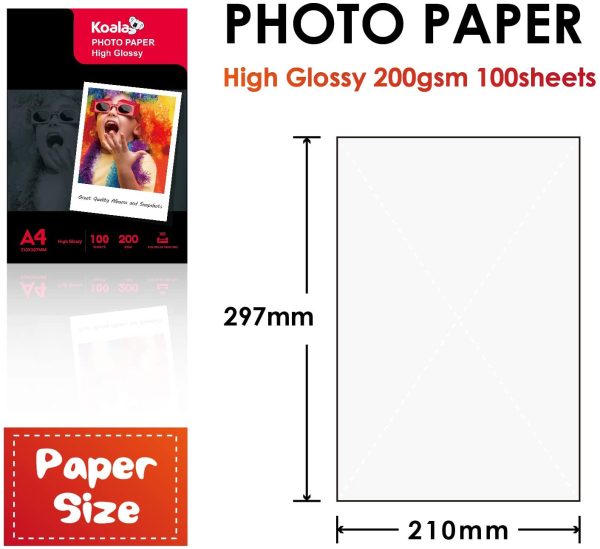 Inkjet Photo Paper A4 Glossy 100 Sheets 200 GSM for Canon Hp Epson Inkjet Printer - Image 3