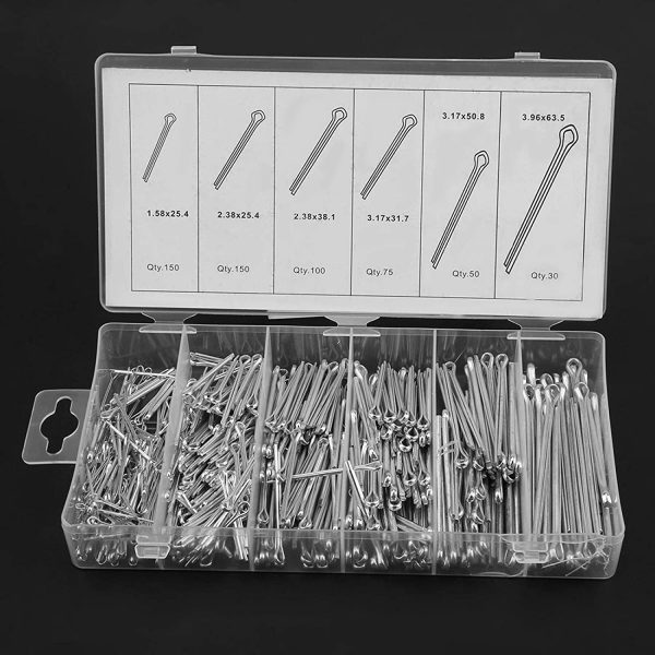 Cotter Pins, 555Pc/Set Zinc Plated Cotter Pins Mechanical Hitch Hair Tractor Fastener Clip Kit with Case, Steel Cotter Pin Clip Key Fastner Fitting Assortment Kit - Image 8