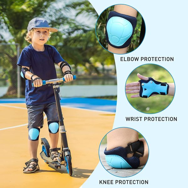 Kids Knee Pads with Gift Box, 6pcs Adjustable Boys Girls Knee and Elbow Pads Wrist Guards with Ultra Ventilated Mesh for Ages 3-7, Toddler Children Protective Gear Set for Cycling Biking Skating - Image 4