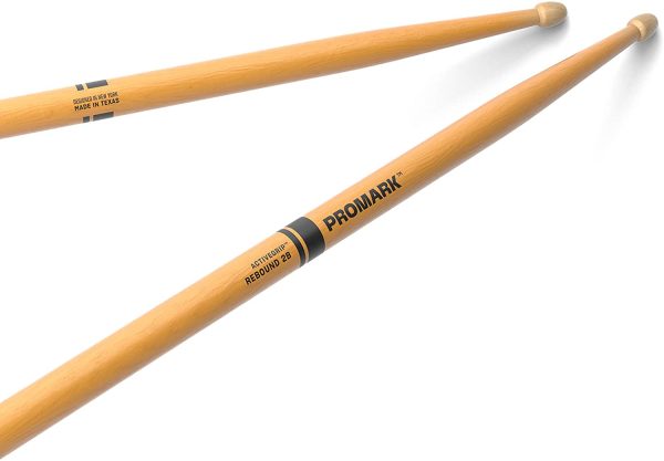 ProMark Drum Sticks - Rebound 2B - ActiveGrip For Secure, Comfortable Grip - Gets Tackier As Your Hands Sweat - Active Grip Finish, Acorn Tip, Hickory Wood - 1 Pair - Image 3