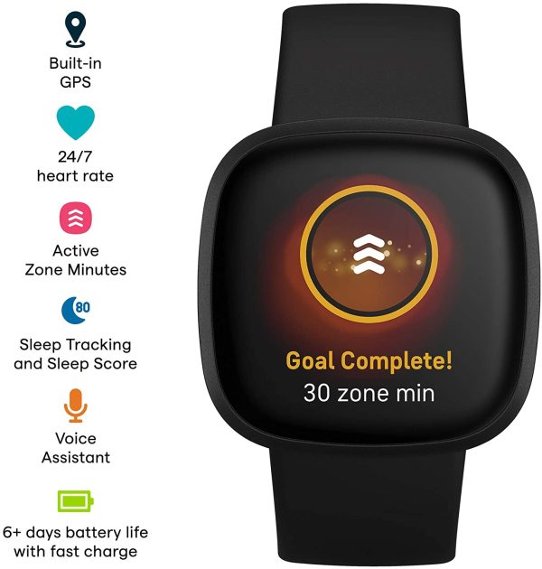 Fitbit Versa 3 Health & Fitness Smartwatch with GPS, 24/7 Heart Rate, Voice Assistant & up to 6+ Days Battery - Image 5