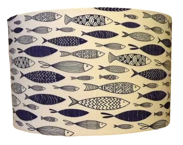 Blue Fish lamp shade,lampshade,vintage shabby chic. Bathroom, Nautical - Image 3