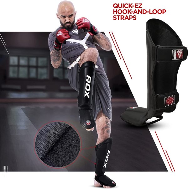 RDX Shin Guards Kickboxing Muay Thai, SATRA SMMAF Approved, Premium Maya Hide Leather, Leg Instep Protection Pads, MMA Martial Arts kicking Sparring Training Gear, BJJ Karate Boxing Taekwondo, - Image 6