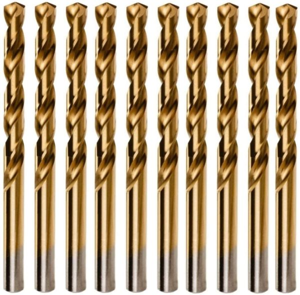 Box of 10 x 1mm HSS M2 Fully Ground Jobber Drill Bit Tin Titanium Nitride Coated DIN338 Standard (1mm x 34mm)