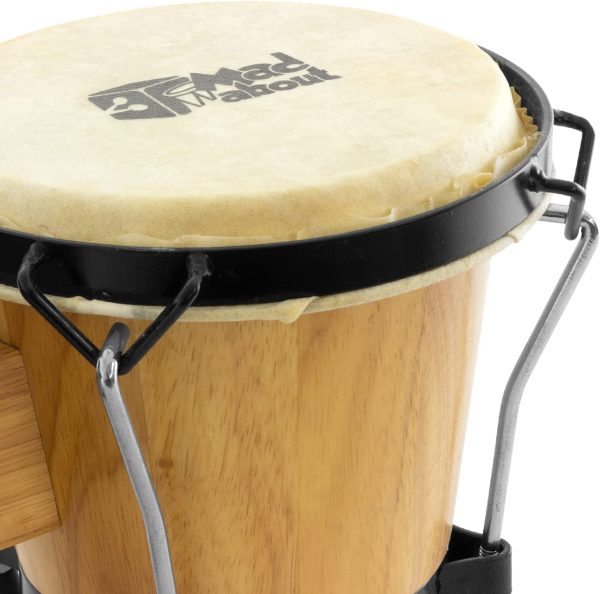 Mad About 6?? & 7?? Wooden Bongo Drums ?C Beginners Oak Bongos in Natural, M-BON-NT - Image 3