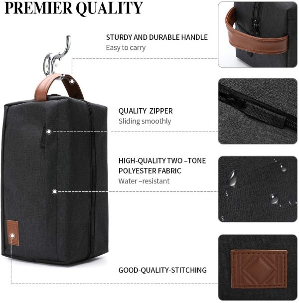 KK Water - Resistant Hanging Toiletry Travel Bag ?C Spacious Black Gym, Shaving, Make Up Bag for Men & Women - Image 6