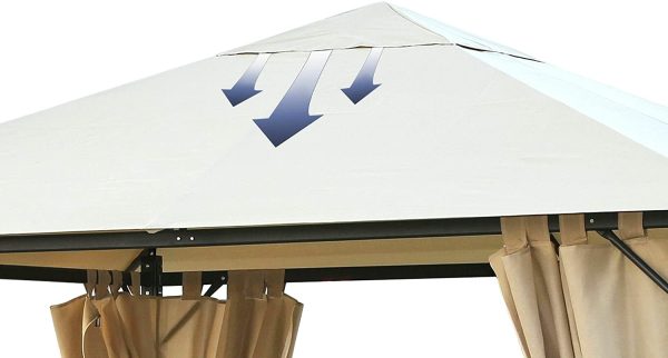 QUICK STAR Replacement Roof for Garden Gazebo 3x3m (9,7ft - 9,7ft) Beige - Image 7