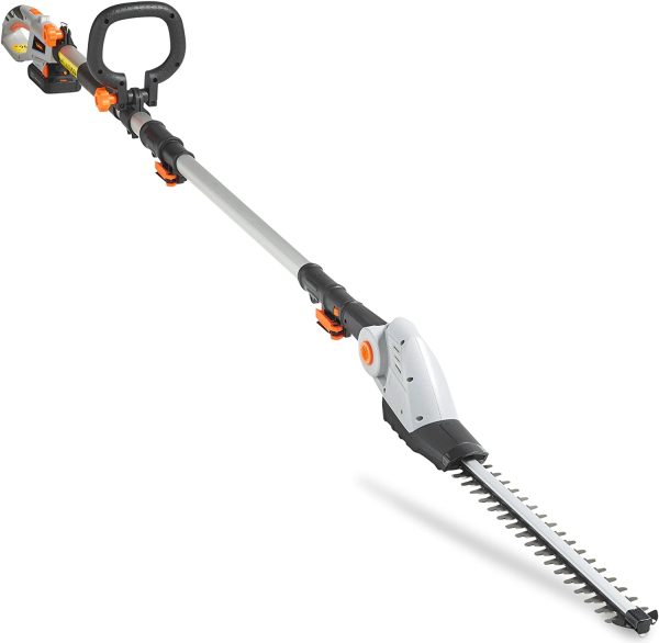 Cordless Pole Hedge Trimmer with 20V MAX Battery, Charger, Shoulder Strap & Blade Cover - Includes Dual Action Laser Cut Blades, 135?? Adjustable Head & Extendable Reach - 3.8kg - Image 7