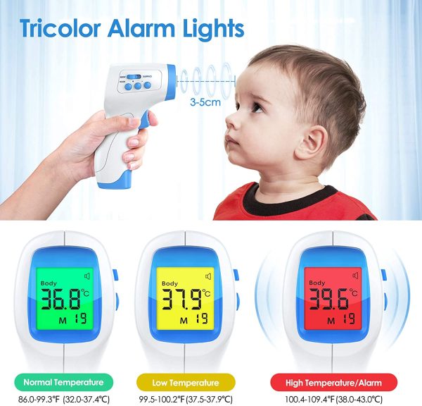 Infrared Forehead Thermometer for Adults, KKmier Professional Non Contact Thermometer Gun Body Temperature Checker, Digital Thermometer for Adults Kids Baby with 99 Readings Memory - Image 7