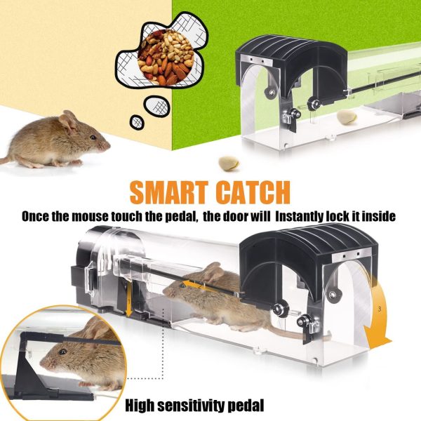 IIWEY Humane Mouse Trap, 32 cm Enlarged Smart Mouse and Rodent Trap, No Kill The Mice, Pets & Children Friendly, Like a Real Mouse Home (Black) - Image 6