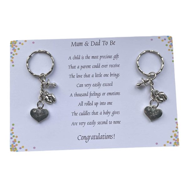 Poem Mum Dad To Be Pregnancy Expecting Handmade Charm Keyring baby shower gift