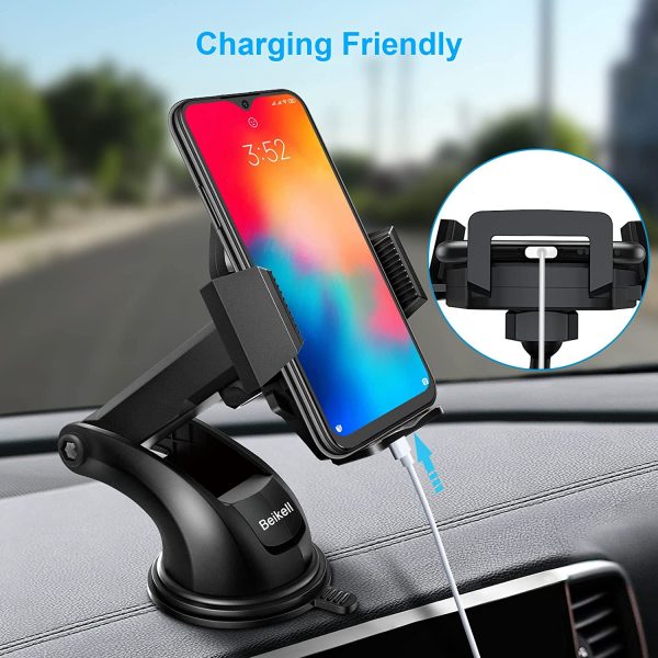 Car Phone Holder, Beikell Adjustable Car Phone Mount Cradle 360?? Rotation - Phone Holder for Car with One Button Release and Strong Sticky Gel Pad for Mobile Phones from 4.7 to 6.7 inches - Image 3