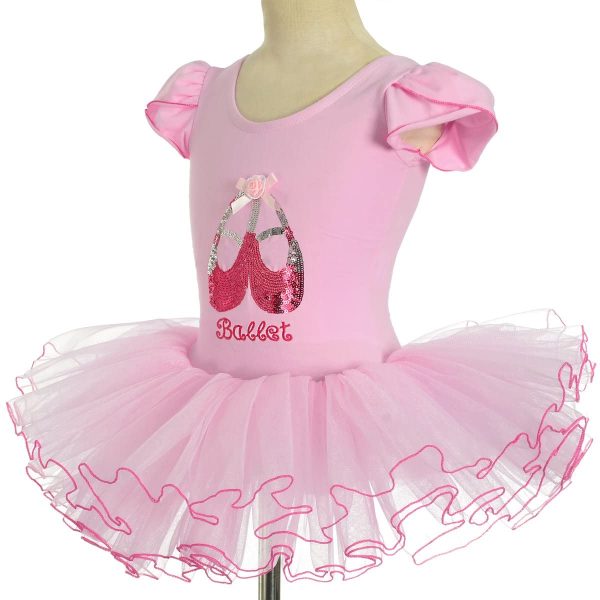 Lito Angels Pink Ballet Tutu Dress for Kids Girls, Ballerina Dance Wear Leotard with Skirt, Short Sleeve, Age 2-8 Years - Image 6