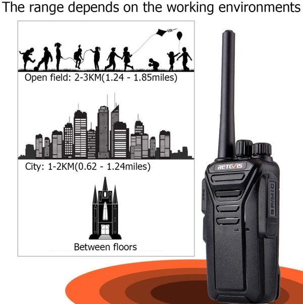 Retevis RT27 Walkie Talkies, Walkie Talkie Rechargeable with USB Charging Base, PMR446 License-free, 16 Channels, VOX, Walkie Talkies Long Distance, Two Way Radio for Biking, Camping (2 Pack, Black) - Image 2