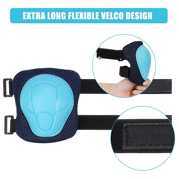 Kids Knee Pads with Gift Box, 6pcs Adjustable Boys Girls Knee and Elbow Pads Wrist Guards with Ultra Ventilated Mesh for Ages 3-7, Toddler Children Protective Gear Set for Cycling Biking Skating - Image 3