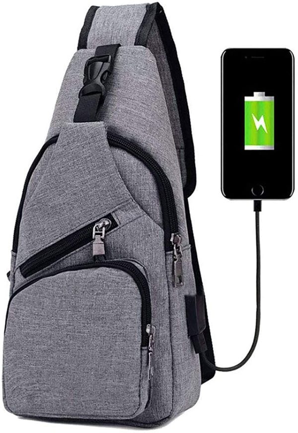 flintronic Sling Bag, Chest Bag with USB Charging Port, Men Women Lightweight Crossbody For Hiking,Cycling, Traveling (Include 1*USB Cable) - Image 2