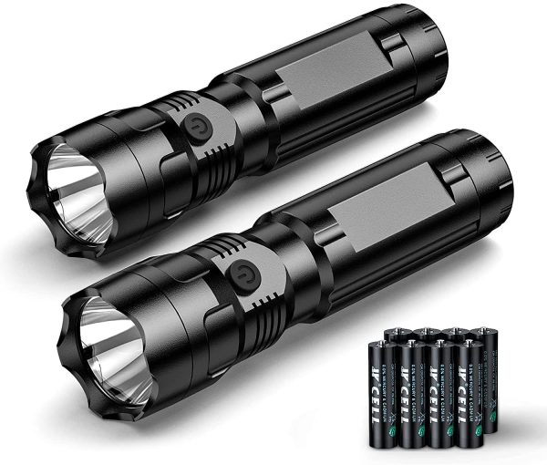 LED Torch, 2 Pack Torches LED Super Bright with Single Mode, Long Working Time, Waterproof Powerful Torch Flashlight for Camping Fishing Power Cuts, 8 AAA Batteries Included - Image 4